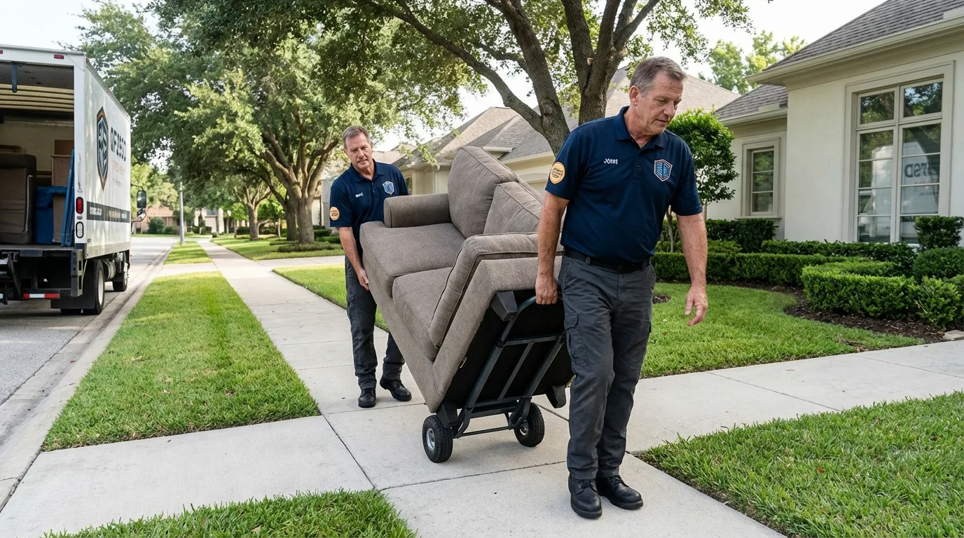 Local residential moving crew loading furniture in Ceres, CA